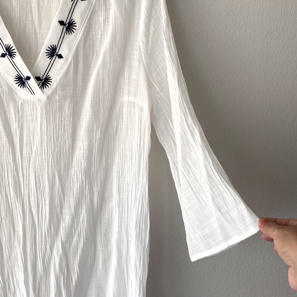 Kona Sol White Embroidered Neckline Cover Up Dress Size Large - Picture 3 of 5